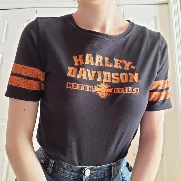 Harley-Davidson short-sleeved striped tee-shirt